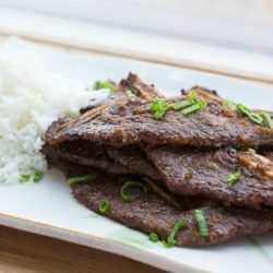 Korean Kalbi Beef on a Platter with Rice