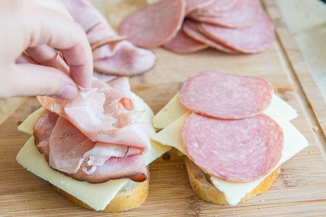 Adding Deli Meat Slices to Cheese Layer