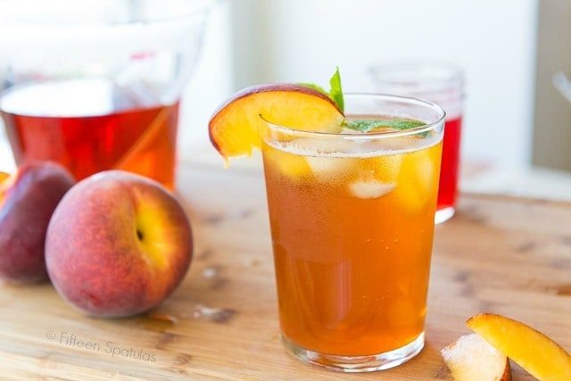 Sparkling Ice Tea - In a Glass with Peach Simple Syrup