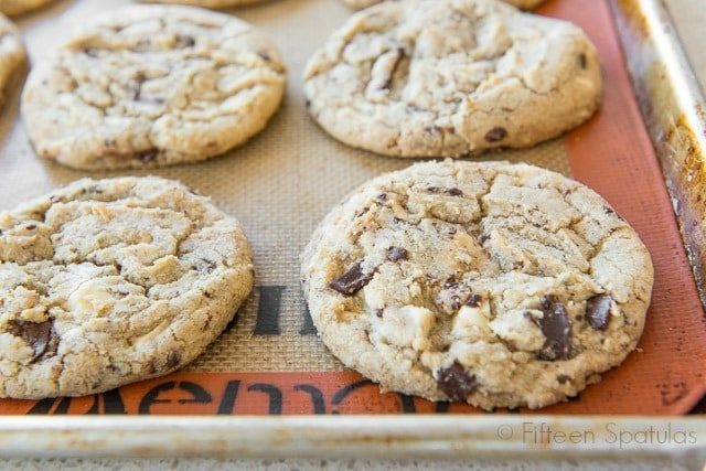 White and Milk Chocolate Cookies on Sheet Pan