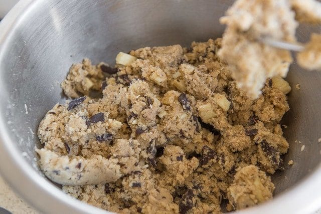 Cookie Dough with White Chocolate and Dark Chocolate Chunks Evenly Mixed In