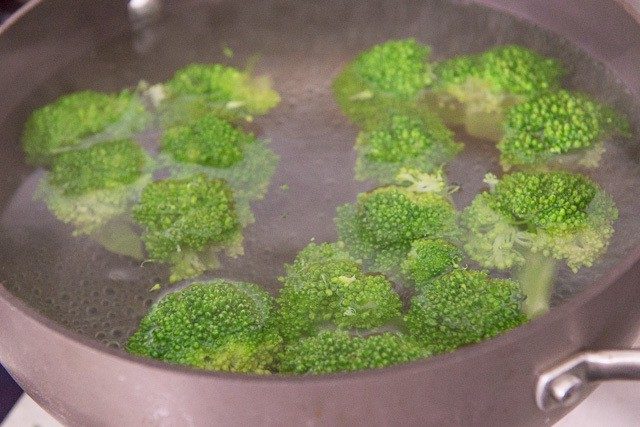 Blanched Broccoli in a Pot of Water
