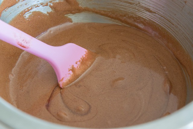 Combined Egg Mixture with Cocoa in Stainless Steel Bowl