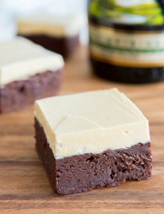 Irish Cream Brownies with Caramelized White Chocolate Buttercream
