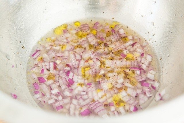 Lime Red Onion Dressing in Mixing Bowl