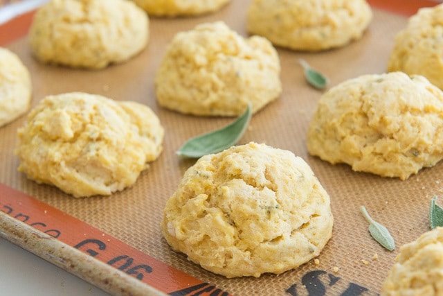 Pumpkin Biscuits - on a Silicone Mat with Sage