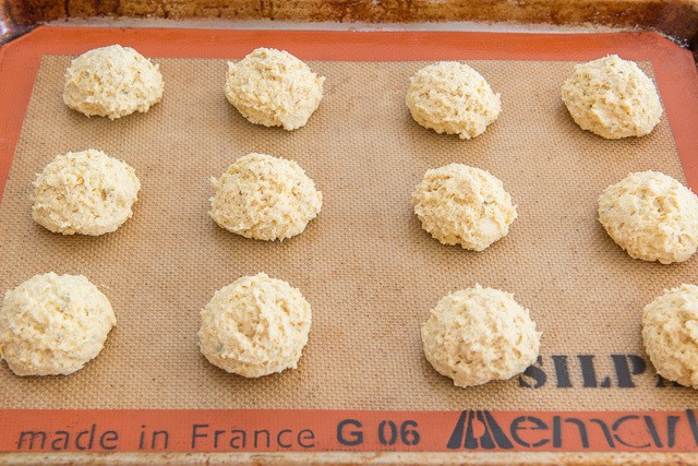 Drop Scoops of Pumpkin Biscuit Dough on Silicone Mat