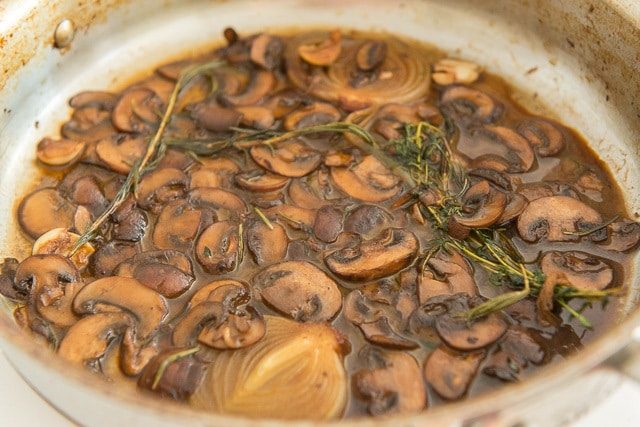 Pan Sauce - Shown Reduced in Skillet With Mushrooms and Onion