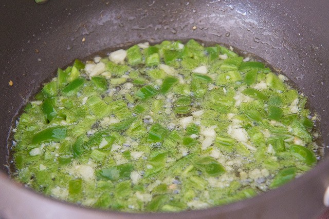 Softened Jalapenos and Garlic in Oil