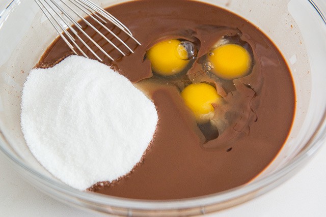 Eggs and Sugar Mixed Into Coconut Oil Chocolate