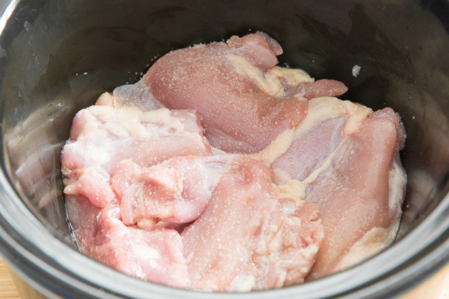 Chicken Thighs in a Slow Cooker crock