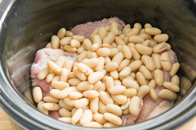 Beans and chicken in Slow Cooker crock