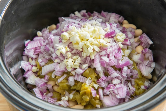 Red Onion and Garlic Added to Crock Pot