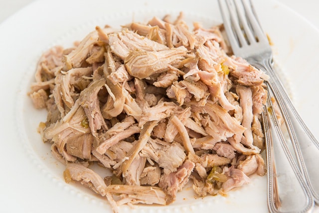 Shredded Chicken Thighs on plate