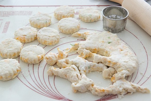 Cutting Biscuit Topping for Pot Pie Using Metal Cutter
