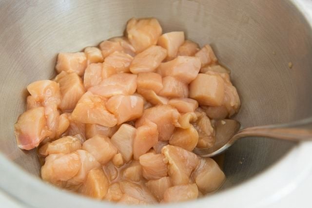 Chopped Chicken Breast Chunks In Bowl
