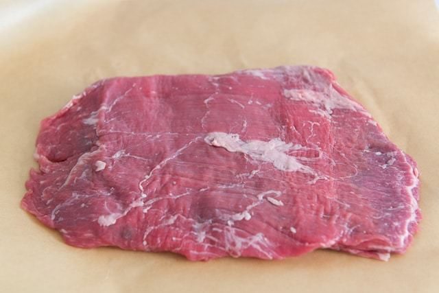 Flank Steak on Parchment, Raw