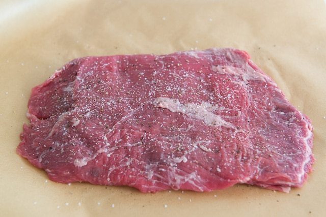 Flank Steak Seasoned with Salt and Pepper
