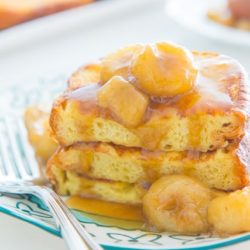 Easy Bananas Foster French Toast on a Plate