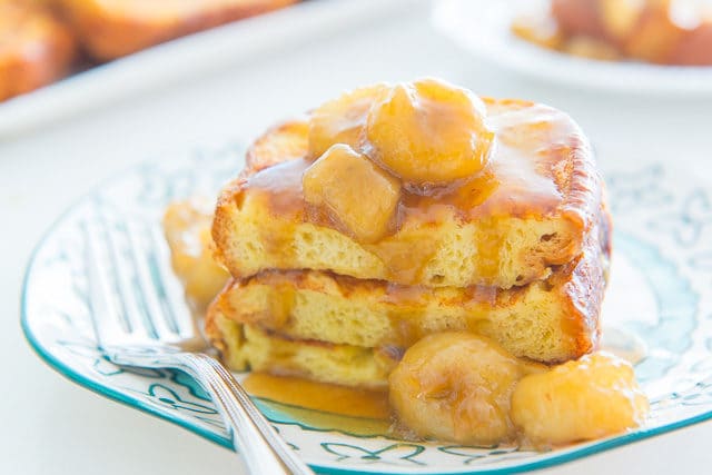 Bananas Foster French Toast - On Plate with Fork