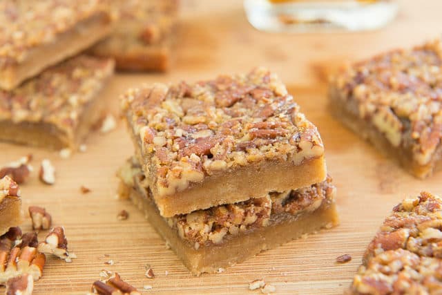 Two Maple Pecan Bars Stacked On Top Of Each Other