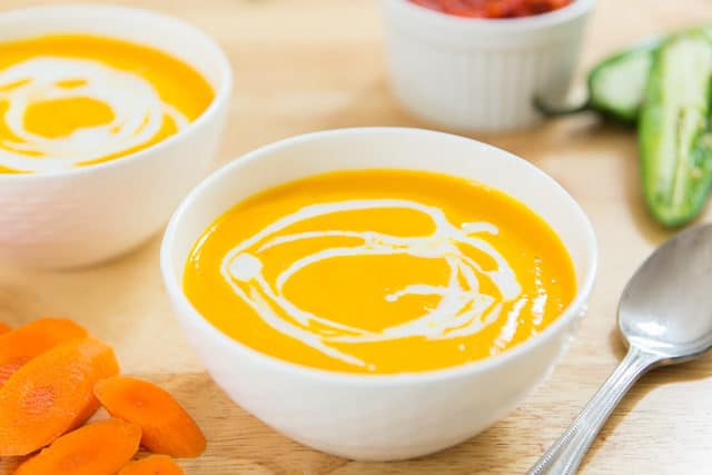 A Bowl Of Whole30 Approved Carrot Soup with Coconut Milk
