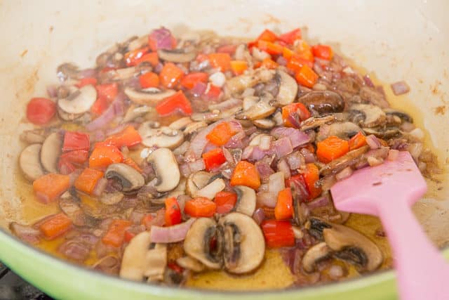 Sauteed Onion, Peppers, and Mushrooms in Dish
