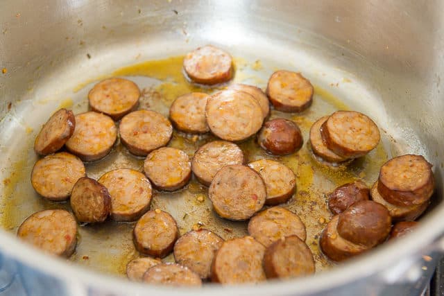 Andouille Sausage Slices in a Pot