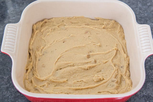 Blonde Brownie Recipe - Spread Evenly Unbaked in 8x8 Pan