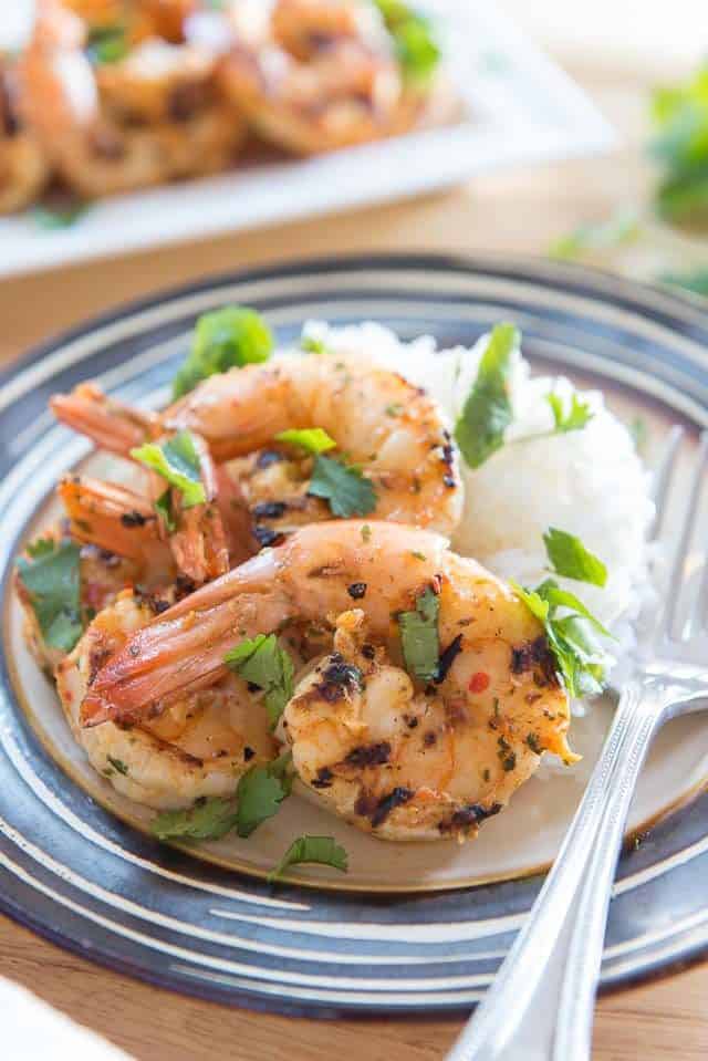 Chipotle Shrimp - On a Plate Over Rice