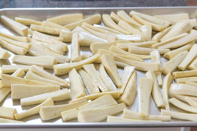 How to Roast Parsnips - Spread Cut Pieces in Single Layer on Sheet Pan