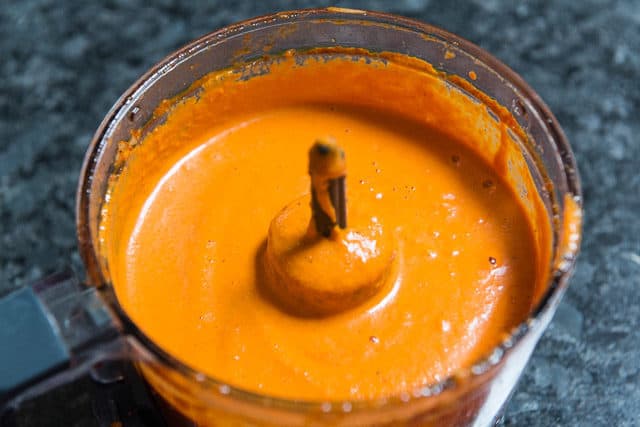 Pureed Romesco Sauce In Cuisinart Mini Food Processor 