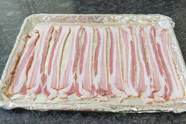 Bacon Strips Laid Down on Sheet Pan Evenly
