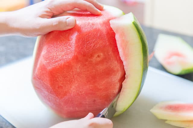 Removing the Watermelon Rind with a Sharp Knife