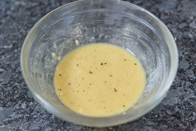 Lemon Vinaigrette in mixing bowl