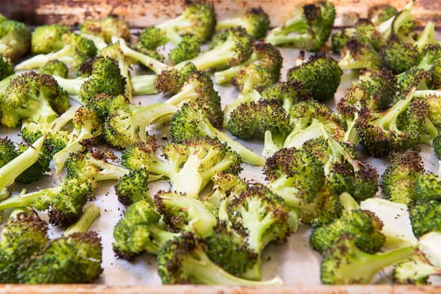 Charred Broccoli Florets with Burnt Tops Shown
