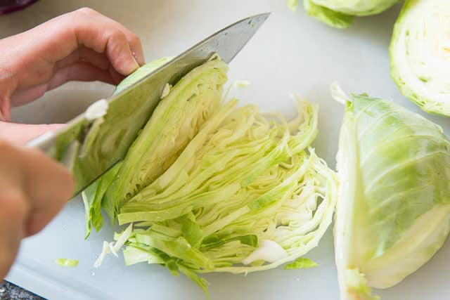 How to Shred Cabbage with a Knife Slicing Downward