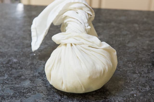 Kitchen Towel Wrapped Around Cooked Florets