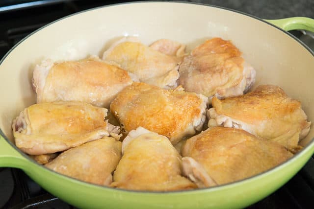 Seared Chicken Thighs in Green Braiser Dish