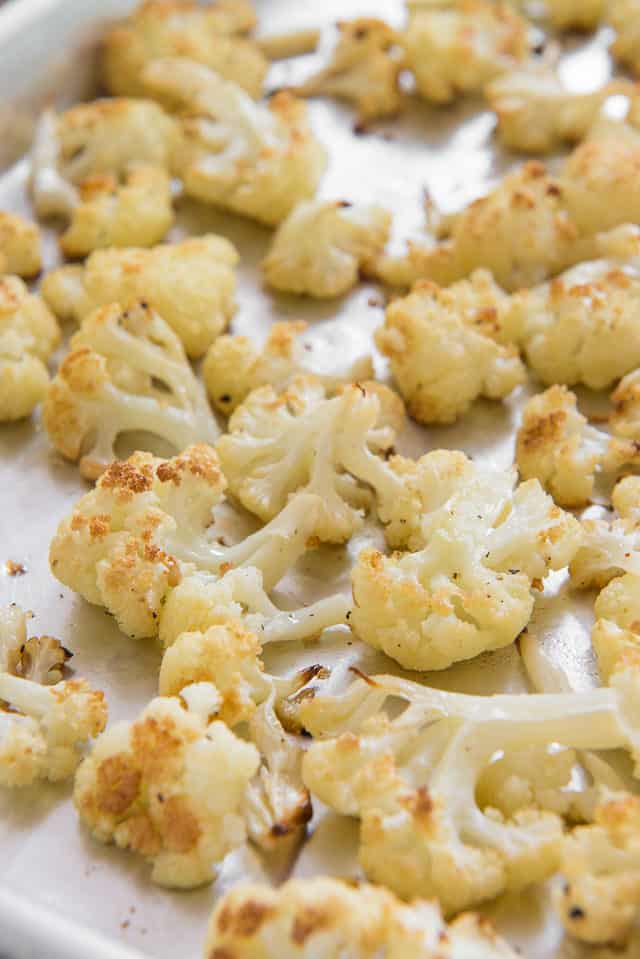 Roasted Cauliflower on a Sheet Pan with Golden Caramelized Edges