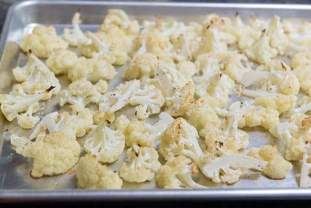 Oven Roasted Cauliflower In a Single Layer on Sheet Pan