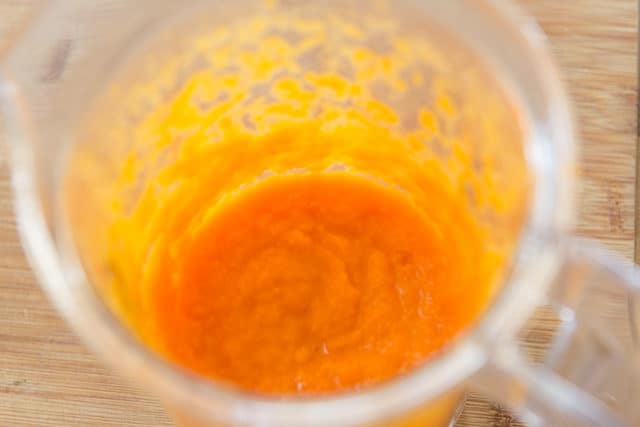 Pureed Carrot Ginger Mixture in Blender Jar