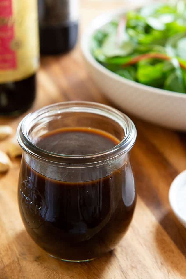 Balsamic Vinaigrette - In Glass Jar with Salad in Background