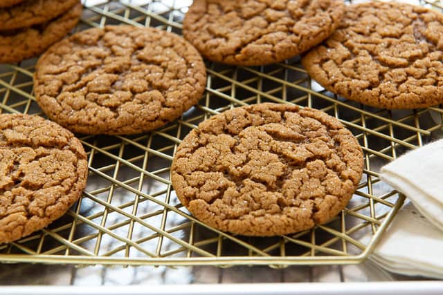 Old Fashioned Molasses Cookies - On a Gold Wire Rack