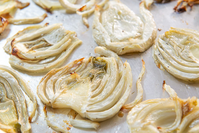 Roasted Fennel Bulb Slices on Sheet Pan