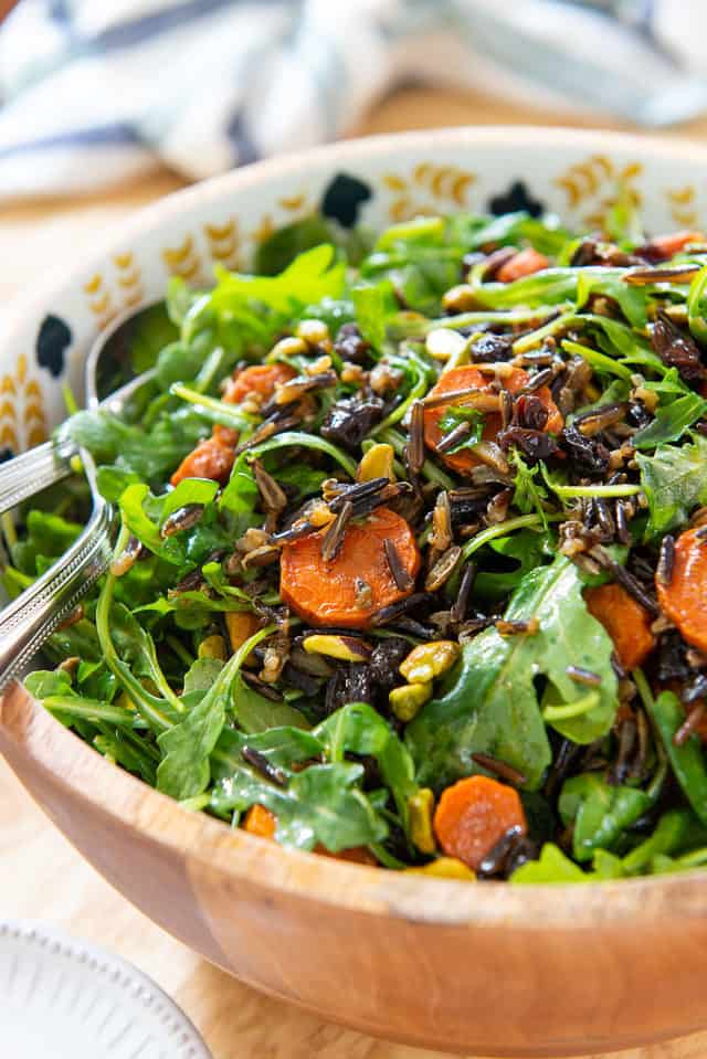 Wild Rice Salad - In Bowl with Carrots and Pistachios