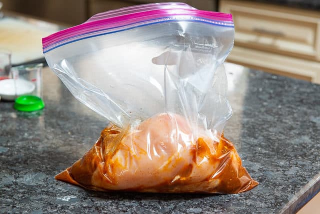 Chicken Fajita Marinade - In Plastic Bag with Chicken Breast Inside