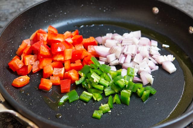 Bell Peppers and Onion in a Skillet