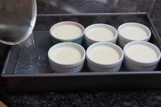 Creme Brulee Ramekins Put into a Water Bath or Bain Marie to Prevent Curdling