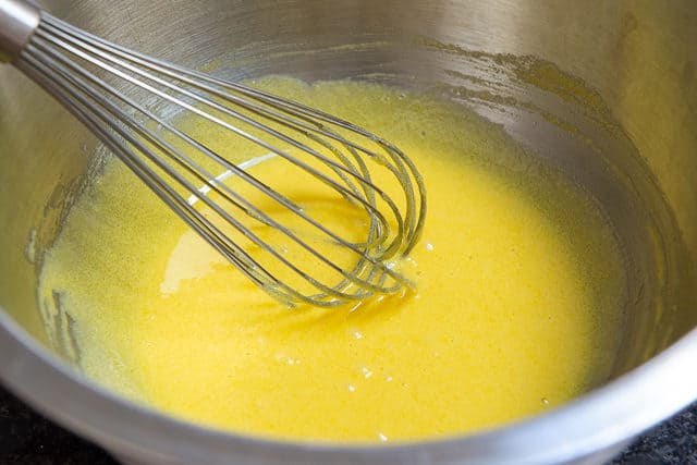 Whisked Egg Yolks and Sugar in Bowl